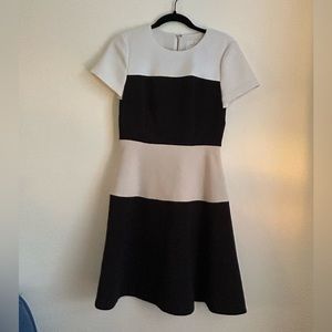 Kate Spade White Cream Black Colorblock A Line Dress Size 2